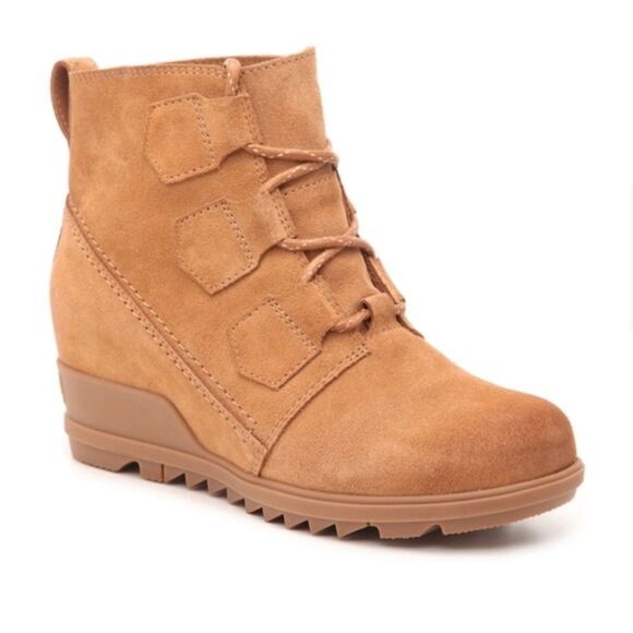 Sorel Women's “Evie” Tan Suede Lace Up Wedge Ankle Booties (Size: 7) - Picture 1 of 13